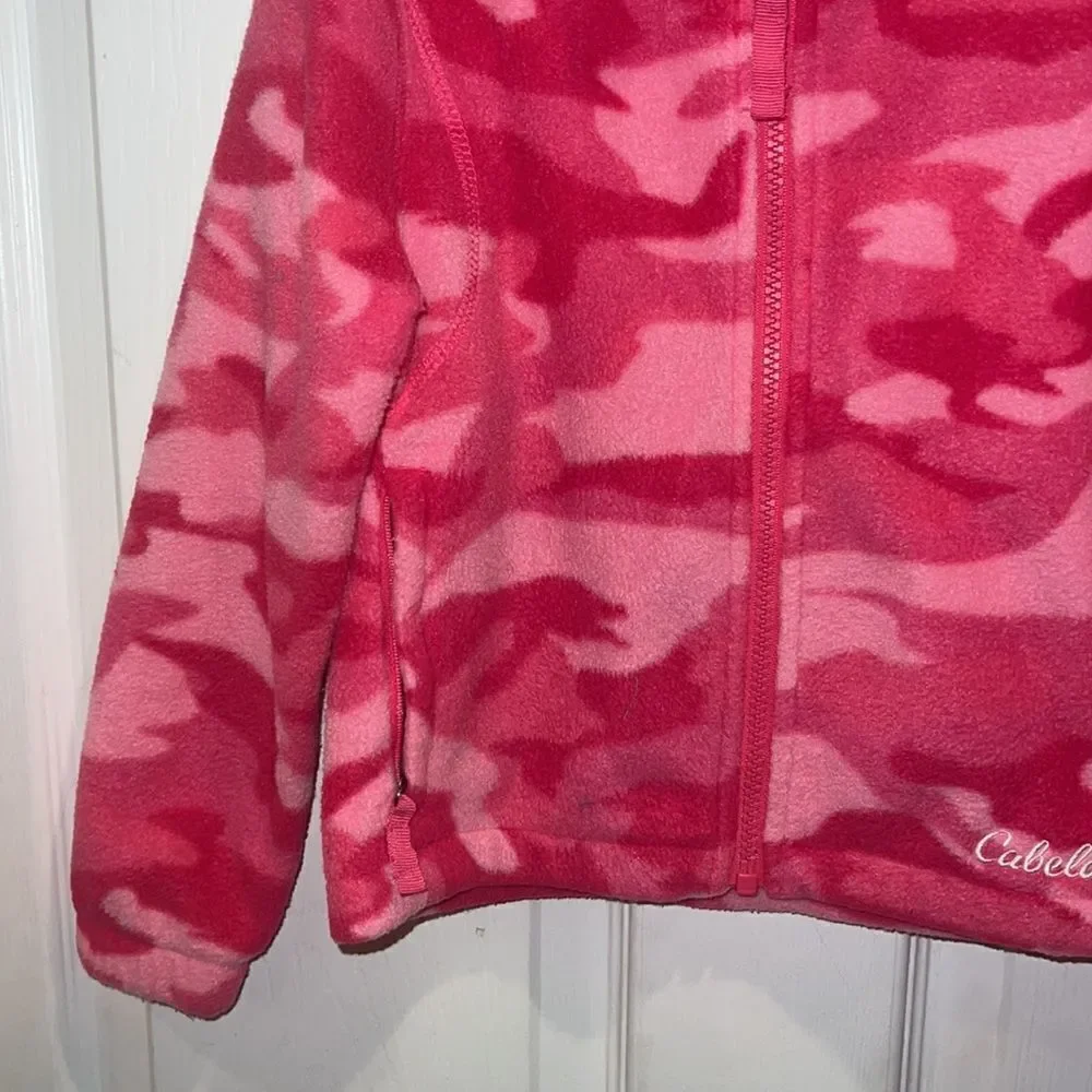 Cabela’s little girl youth XS 4/5 pink warm fleece Camo camouflage  jacket